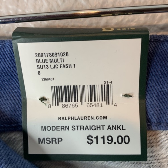 RALPH LAUREN | NWT Bleach Dye Modern Ankle Straight sz 8 - Picture 7 of 7